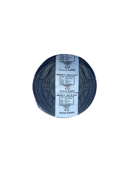 Öznur 2x1.5 mm Siyah TTR Çok Telli Kablo H05VV-F 100 METRE ürün görseli 1