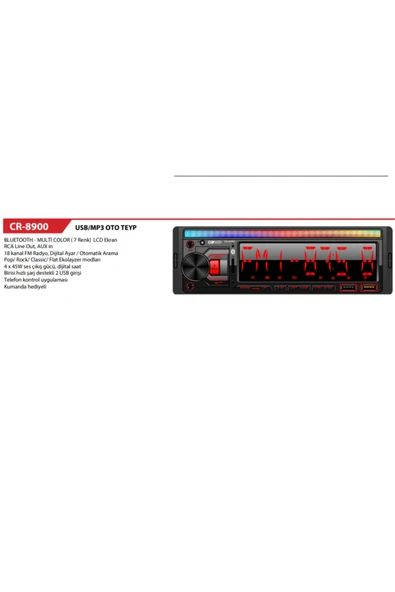 Carway CR-8900 PLUS MULTİCOLOR OTO TEYP - Resim 3