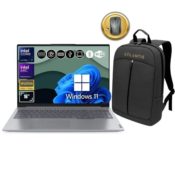 Lenovo Thinkbook 21MS008RTR Atl170 Ultra7-155H 48GB Ram 512GB SSD WUXGA 16" W11Pro Notebook+Çanta&Mouse ürün görseli 1