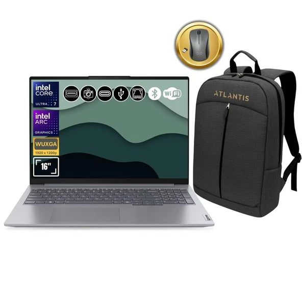 Lenovo Thinkbook 21MS008RTR Atl151 Ultra7-155H 64GB Ram 512GB SSD WUXGA 16" Fdos Notebook+Çanta&Mouse ürün görseli 1