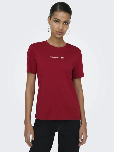 Only 15368653 0 Yaka Kadin Body - Bordo Beyaz ürün görseli 1
