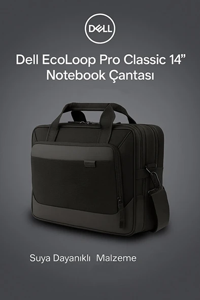 EcoLoop Pro 14" Notebook Çantası CC5425C - Hafif, Ergonomik, Suya Dayanıklı, 3 Bölmeli, Siyah ürün görseli 1