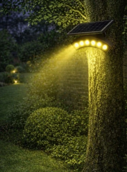 6 Günışığı Ledli Ağaç Çim Solar Bahçe Aydınlatması - Güneş Enejisi Ledli Bahçe Lambası - Solar Duvar Apliği ürün görseli 1