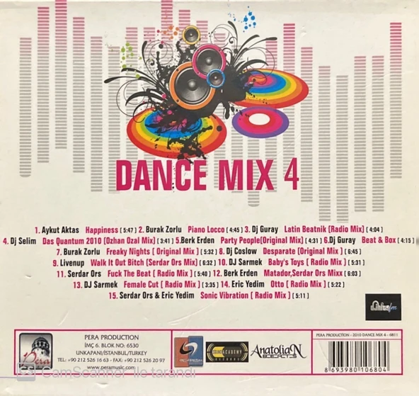 (Plak Değildir CD dir) CD Dance Mix 4 CD ürün görseli 1