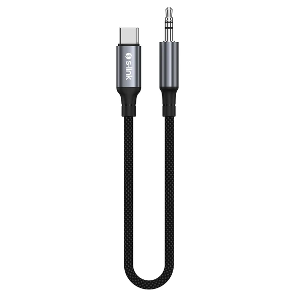 S-Link Armor Mc-01 120CM Type-C To M Aux Örgülü Metal Başlıklı Siyah Ses Kablosu ürün görseli 1