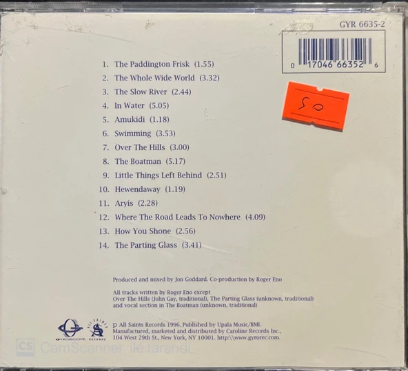 (Plak Değildir CD dir) CD Roger Eno Swimming CD - Resim 2
