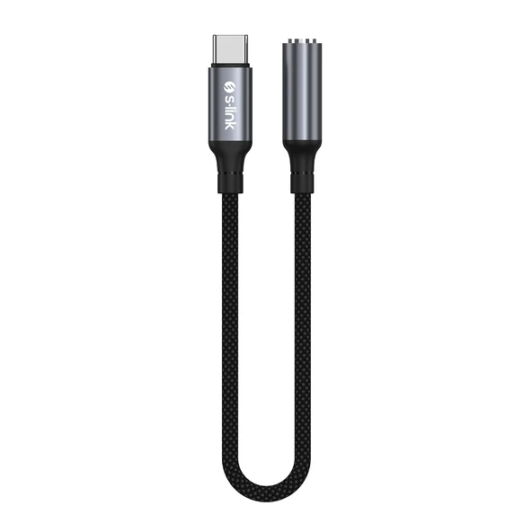 S-Link Armor Fc-01 15Cm Type-C To F Aux Örgülü Metal Başlıklı Siyah Ses Kablosu ürün görseli 1