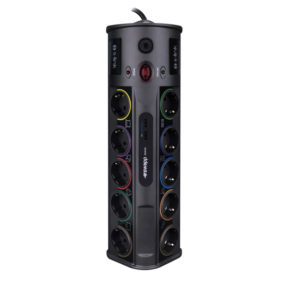 S-Link Spg3-J-5 1.5 Metre 306Joule 5 Li Akım Korumalı Priz Siyah ürün görseli 1