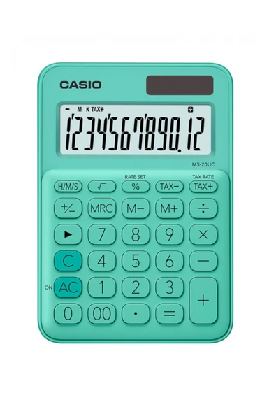 Casio Ms-20Uc-Gn 12 Hane Yeşil Masa Üstü Hesap Makinesi ürün görseli 1