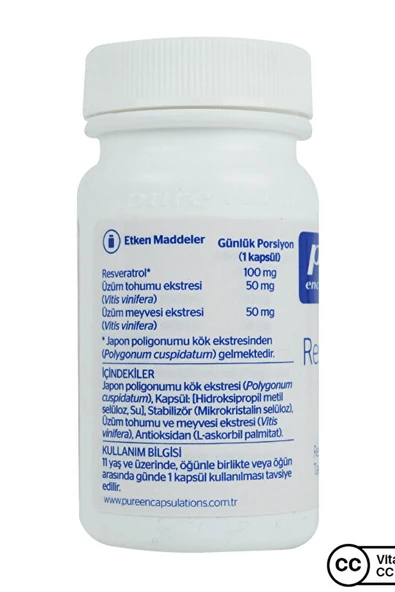 Pure Encapsulations Resveratrol Extra 30 Kapsül - Resim 3