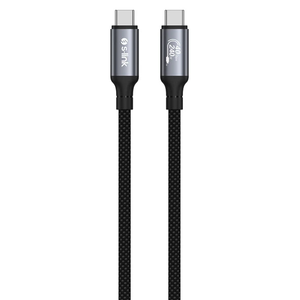 S-Link Armor Dcc-01 240W 1.2 Metre Type-C To Type-C Örgülü Metal 8K 60Hz Siyah Data Ve Hızlı Şarj Kablosu ürün görseli 1