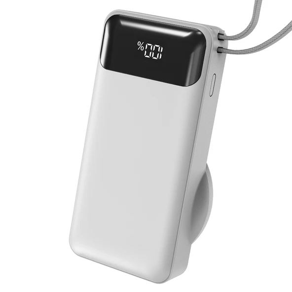 S-Link G360 10000Mah Pd35W+Magsafe 15W Type-C Kablolu Beyaz Lcd Taşınabilir Powerbank ürün görseli 1