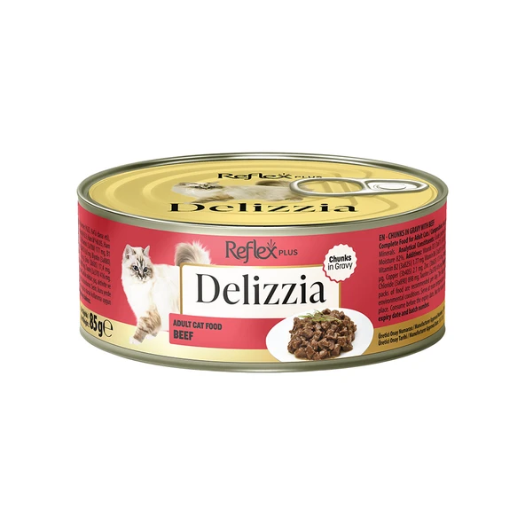 Reflex Plus Delizzia Sos İçinde Parça Dana Etli Yetişkin Kedi Maması (85 g) ürün görseli 1