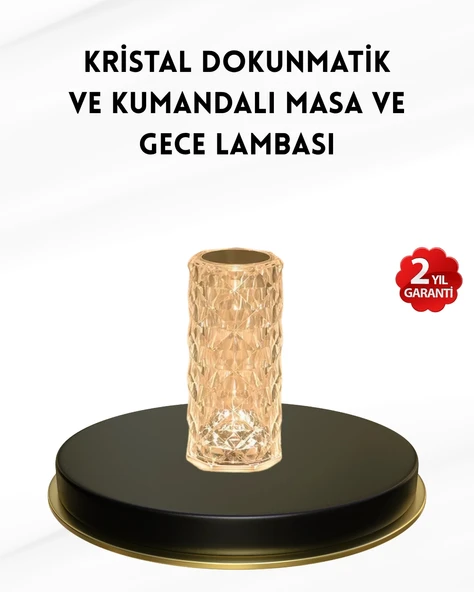 Kristal Tasarımlı RGB LED Gece Lambası – Kumandalı, Renk Değiştiren Dekoratif Işık P197859S9717 ürün görseli 1