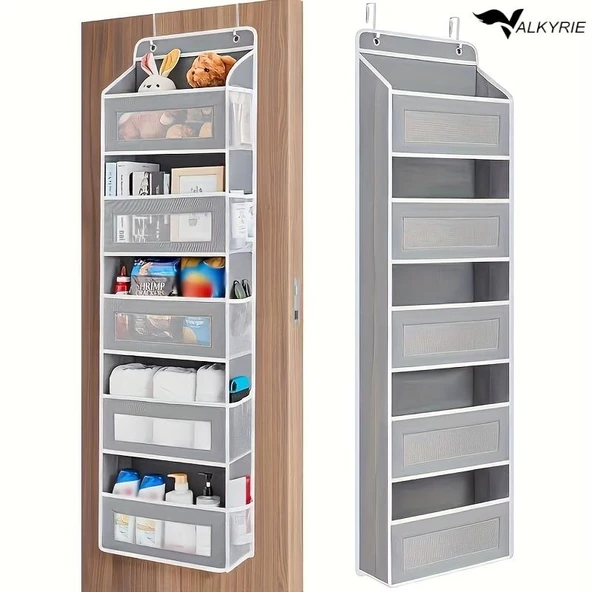 Valkyrie Kapı Arkası Organizer 5 Cepli Askılı Dolap Düzenleyici Çok Amaçlı Kapı Arkası Raf 20kg Taşıma Gri ürün görseli 1
