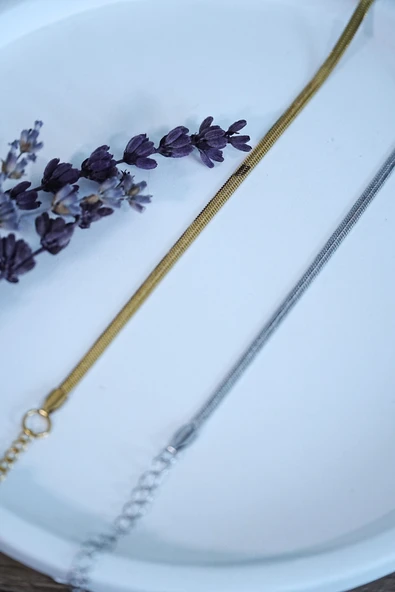 İtalyan Tasarım Çelik Çift Bileklik  Unisex Altın Gümüş Renk, Kararmaz 2 Adet ürün görseli 1