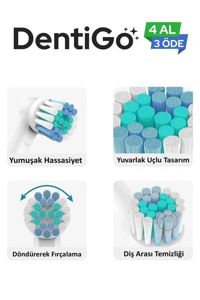 Braun - Oral B Şarjlı Ve Pilli Diş Fırçası Uyumlu 4 Adet Yedek Başlık ürün görseli 1
