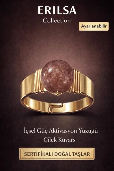 Sertifikalı İçsel Güç Aktivasyon Yüzüğü – Çilek Kuvars Doğal Taş – Ayarlanabilir ürün görseli 1