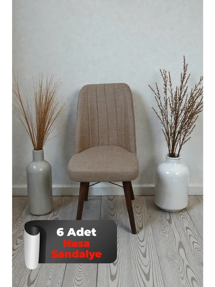 Baresmu Hasa 6 Adet Sandalye – Ahşap Ayaklı, Ergonomik, Rahat Oturumlu Modern Mutfak ve Yemek Sandalyesi ürün görseli 1