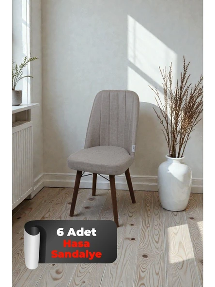 Baresmu Hasa 6 Adet Sandalye – Ahşap Ayaklı, Ergonomik, Rahat Oturumlu Modern Mutfak ve Yemek Sandalyesi ürün görseli 1