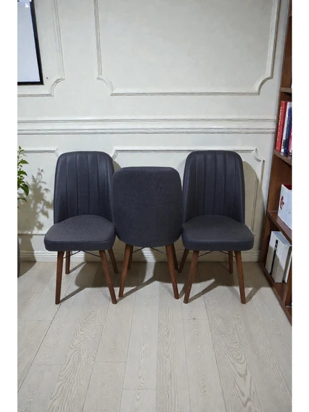 Baresmu Hasa 3 Adet Sandalye – Ahşap Ayaklı, Ergonomik, Rahat Oturumlu Modern Mutfak ve Yemek Sandalyesi ürün görseli 1