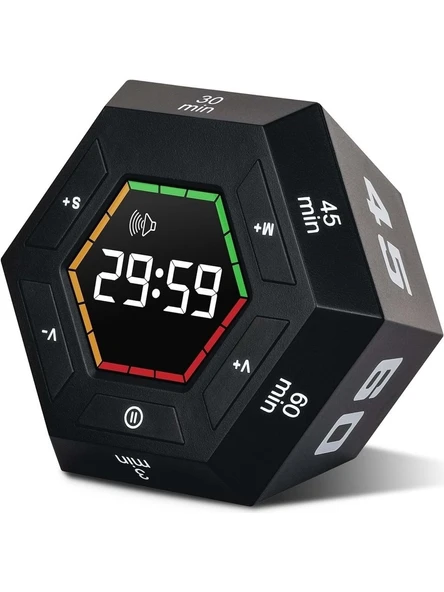Altıgen LED Ekranlı Dijital Timer 99 Dakika Geri Sayım Zamanlayıcı Mıknatıslı Mutfak Ders Çalışma Pomodoro Zamanlayıcı ürün görseli 1
