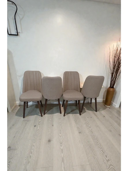 Baresmu Hasa 4 Adet Sandalye – Ahşap Ayaklı, Ergonomik, Rahat Oturumlu Modern Mutfak ve Yemek Sandalyesi ürün görseli 1