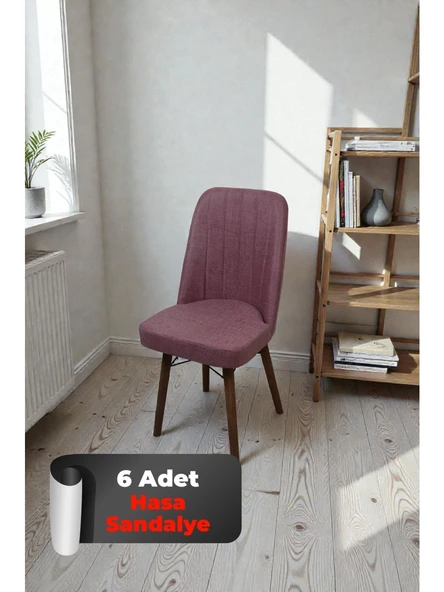 Baresmu Hasa 6 Adet Sandalye – Ahşap Ayaklı, Ergonomik, Rahat Oturumlu Modern Mutfak ve Yemek Sandalyesi ürün görseli 1
