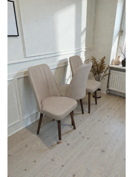 Baresmu Hasa 3 Adet Sandalye – Ahşap Ayaklı, Ergonomik, Rahat Oturumlu Modern Mutfak ve Yemek Sandalyesi ürün görseli 1