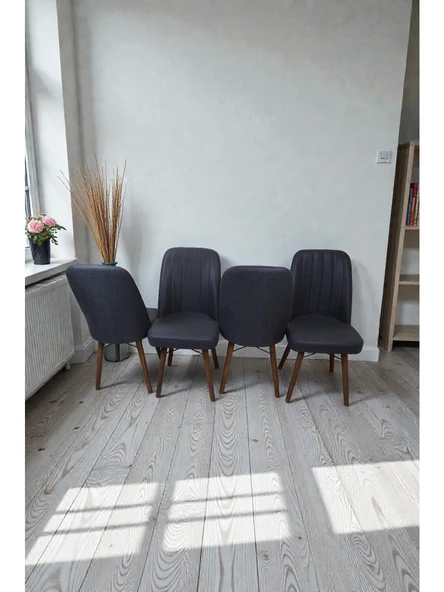 Baresmu Hasa 4 Adet Sandalye – Ahşap Ayaklı, Ergonomik, Rahat Oturumlu Modern Mutfak ve Yemek Sandalyesi ürün görseli 1
