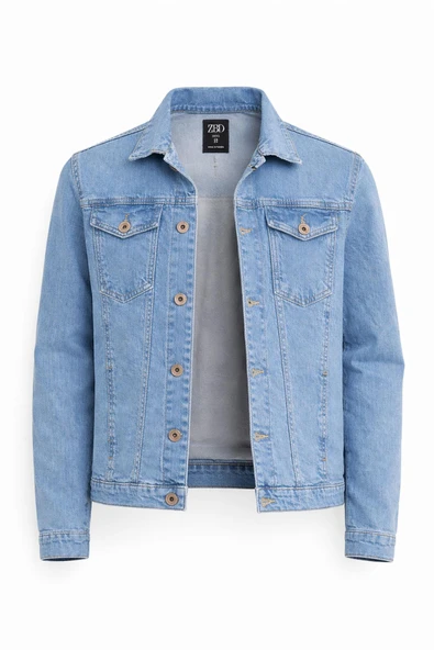 Zbd Erkek Jean Denim Standart Kalıp Cepli Düğmeli Kot Ceket 7590 ürün görseli 1
