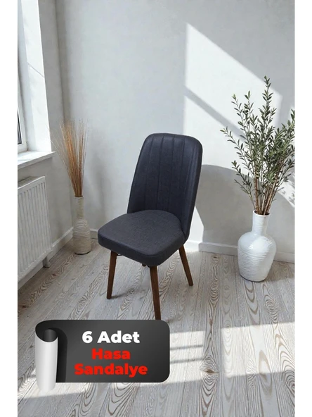 Baresmu Hasa 6 Adet Sandalye – Ahşap Ayaklı, Ergonomik, Rahat Oturumlu Modern Mutfak ve Yemek Sandalyesi ürün görseli 1