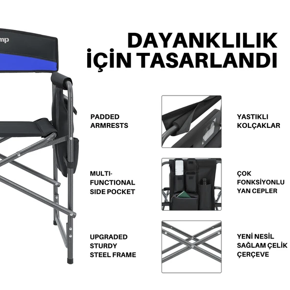 KingCamp Ash Comfort Katlanır Kamp Sandalyesi Blue - Resim 2