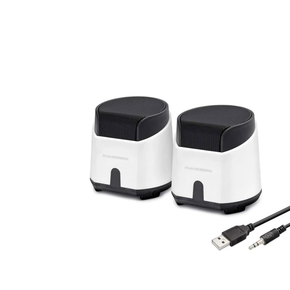 Masaüstü Hoparlör 1+1 USB + 3.5mm - Beyaz HD6024W ürün görseli 1