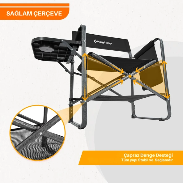 KingCamp Ash Compact Katlanır Kamp Sandalyesi Black - Resim 5