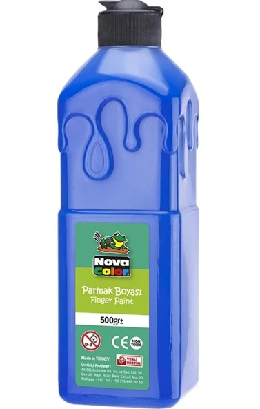 Mavi Parmak Boyası Nova Color 500 ml - Kolay Silinebilir ürün görseli 1