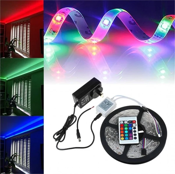 5 Metre Rgb Şerit Led Seti-Iç Dış Mekan Silikonlu-Tak Çalıştır ürün görseli 1
