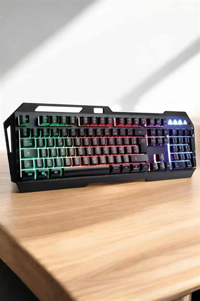Q Klavye Rgb Işıklı Klavye Mouse Seti Kablolu Mouse Hediyeliş - Resim 4