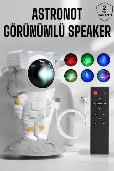 Astronot Görünümlü Projeksiyon Speaker Taşınabilir - Resim 2