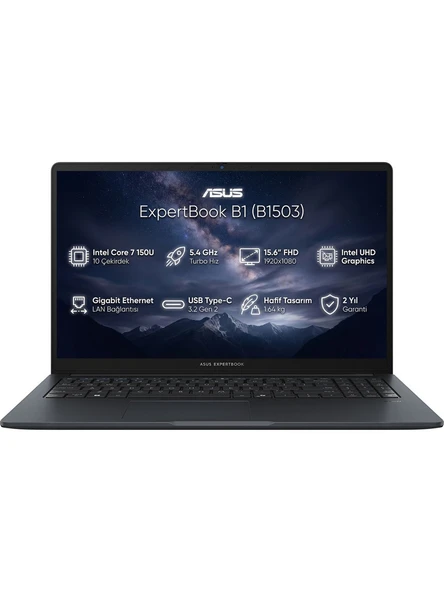 Asus Expertbook B1 Intel Core 7 150U 40GB 512GB SSD 15.6" Fhd Freedos Laptop, Notebook B1503CVA-C78G512B4D 004 ürün görseli 1