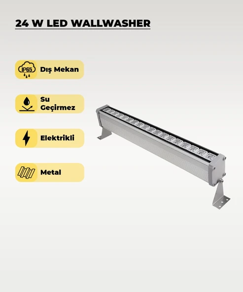 24W Led Wallwasher - Duvar Aydınlatma 3200K Sarı Işık ürün görseli 1