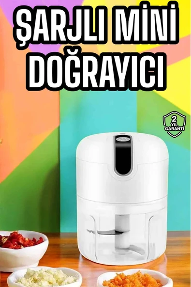 Şarjlı Portatif Doğrayıcı Mini Pratik Rondo El Doğrayıcı Üç Bıçaklı Çelik Bıçaklı ürün görseli 1