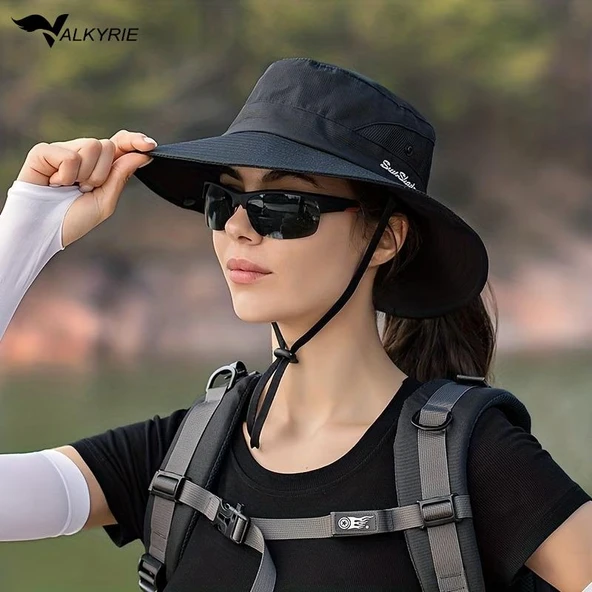 Valkyrie Outdoor Güneş Şapkası Unisex Kamp Trekking Safari Balıkçı Şapkası UV Koruma Siyah ürün görseli 1