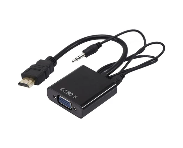 POWERMASTER PM-32015 HDMI TO VGA ÇEVİRİCİ ADAPTÖR SES ÇIKIŞLI HDMI TO VGA ürün görseli 1