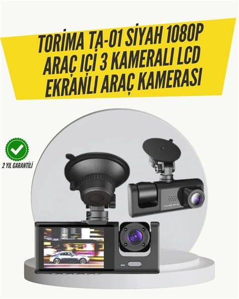 TA-01 3 Kameralı 1080P Araç Kamerası Siyah P200649S8144 ürün görseli 1