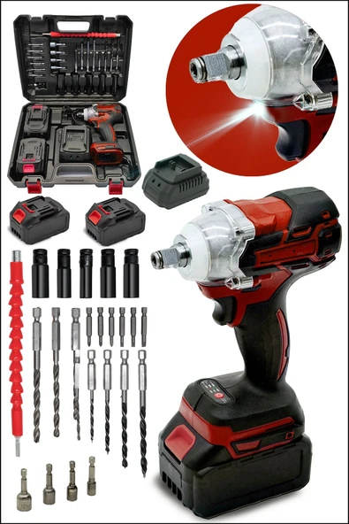 Pro Seri 48VF Çift Akülü Somun Bijon Sökme Takma Sıkma Matkap Kömürsüz Akülü Vidalama 32 Parça Set ürün görseli 1