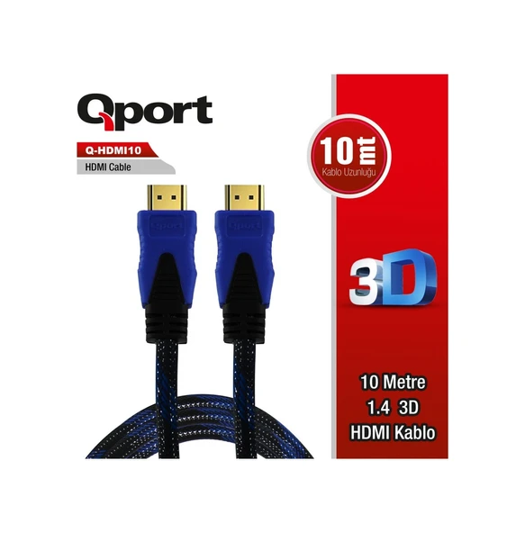Qport Q-Hdmi10 Hdmi To Hdmi 10 Metre Altin Uçlu Kablo ürün görseli 1