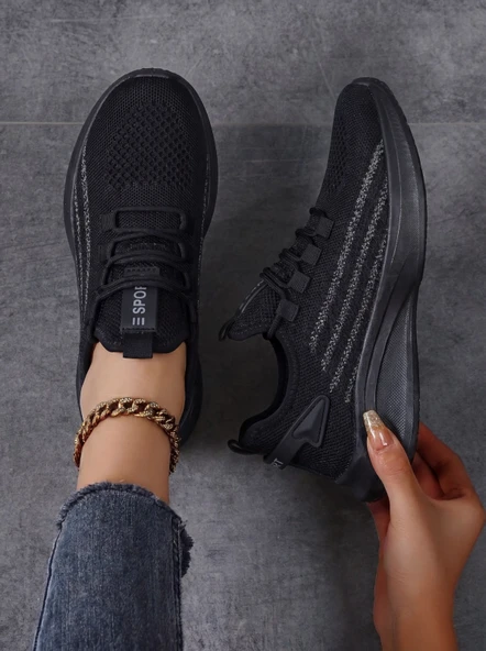 Siyah Unisex Hafif Triko Sneaker Ortopedik Ayakkabı-015 ürün görseli 1