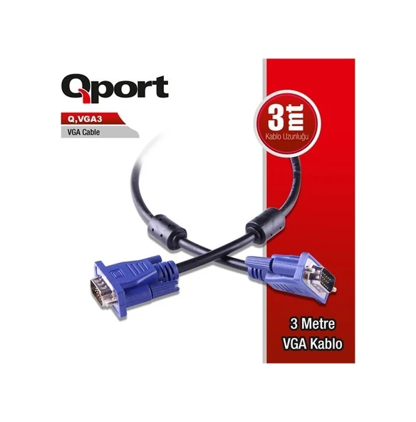 Qport Q-Vga3 3Metre Vga Görüntü Kablosu ürün görseli 1
