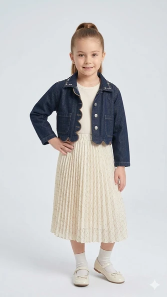 Kız Çocuk Kot Ceket ESC-26105 ürün görseli 1